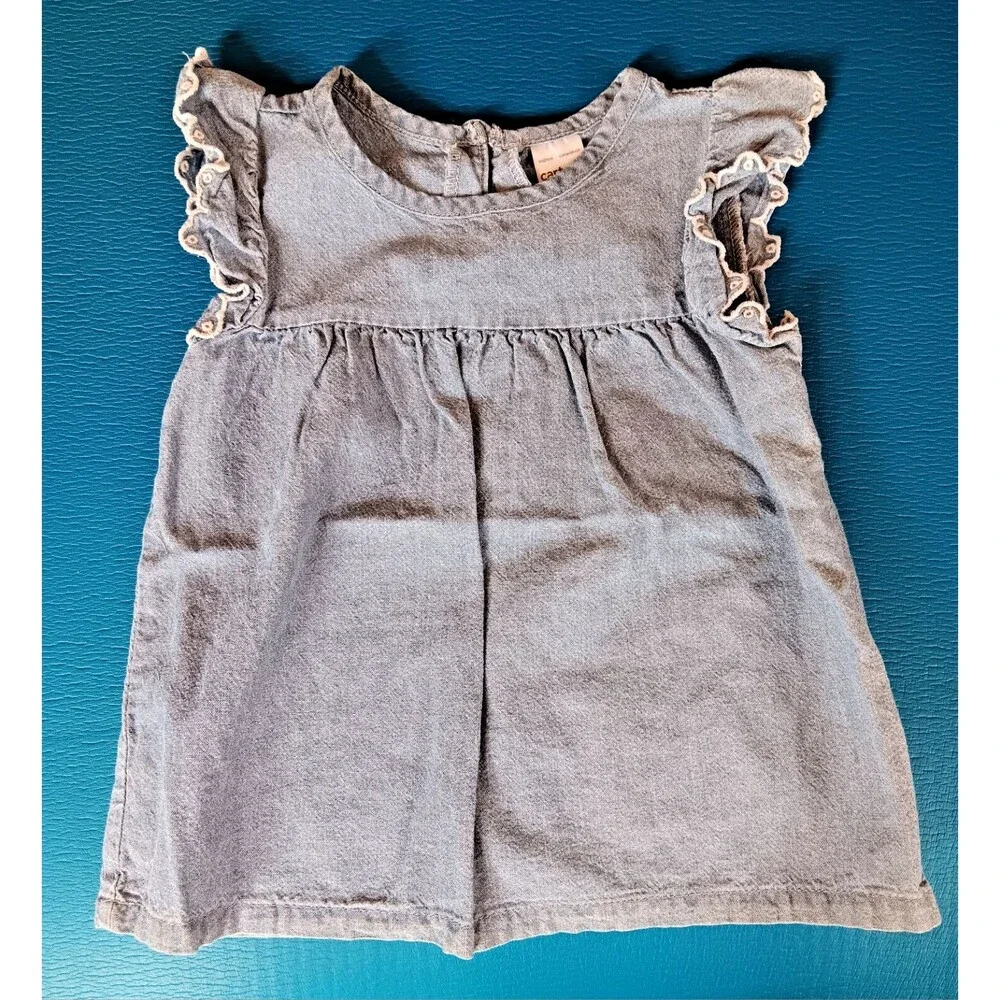 Shirt 12 months Carters girls blue denim sleeveless baby